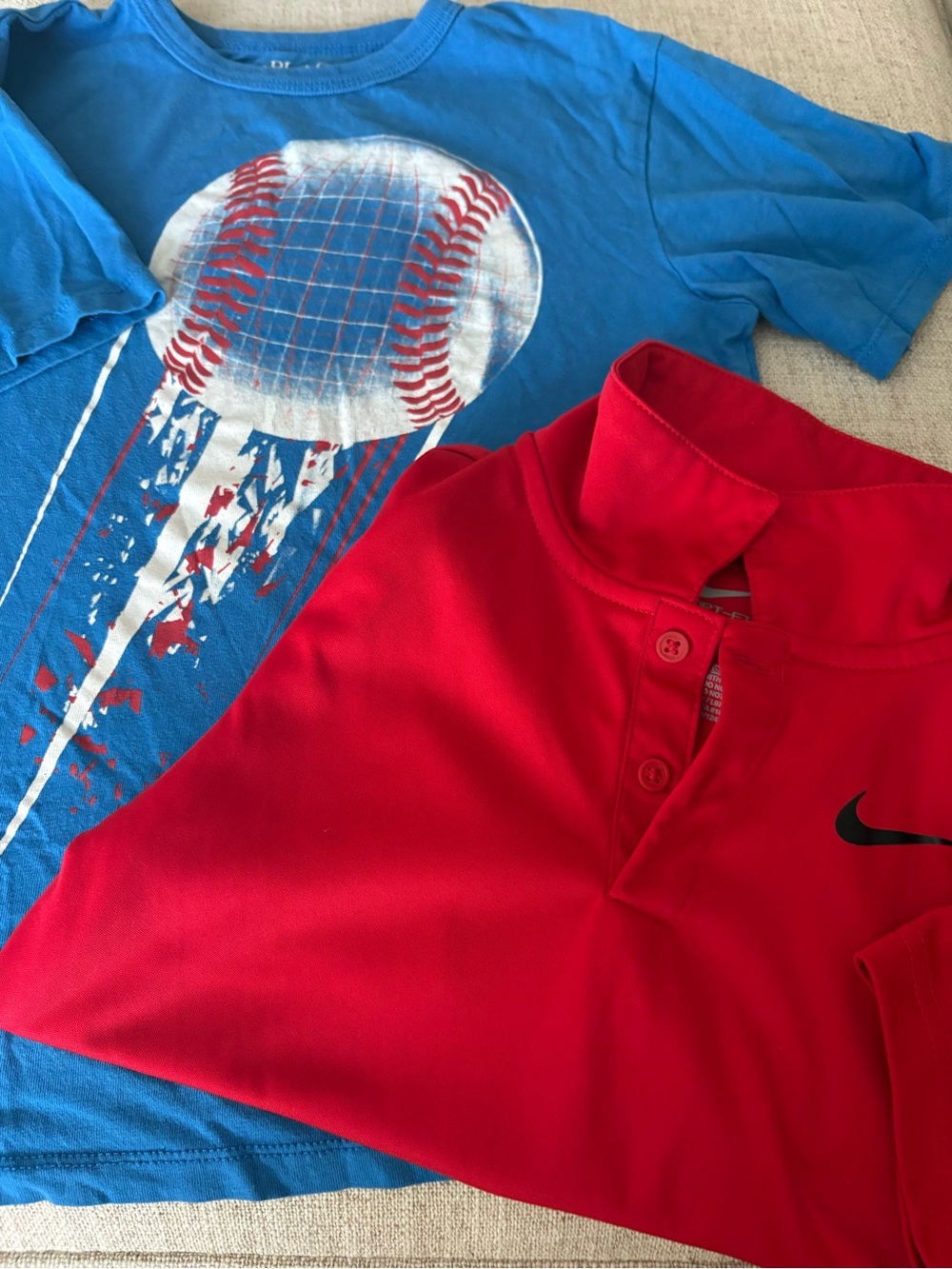 Nike Red Polo and Blue Baseball Graphic Tee Kids Set Boys 5/6